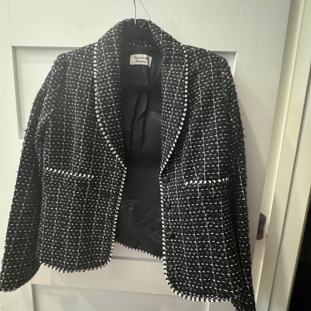 Giancarlo Ferrari Black and White Tweed Blazer size M